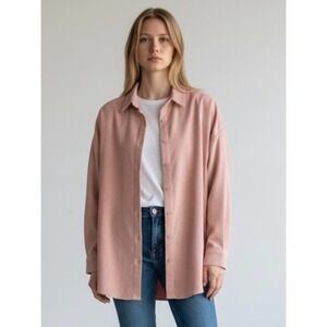 4/$40 Zara Oversized Corduroy Long Sleeve Pink Side Pockets Button Down Shacket